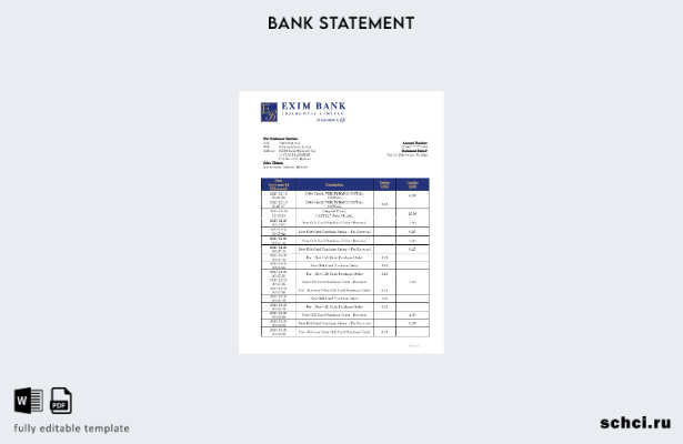 цифровая загрузка шаблона слова выписки из банка Exim Джибути